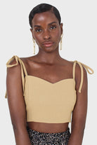 Mustard ruched back tie strap bustier_6