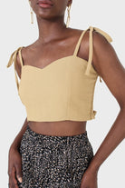 Mustard ruched back tie strap bustier_8
