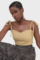 Mustard ruched back tie strap bustier_7
