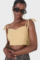 Mustard ruched back tie strap bustier_1