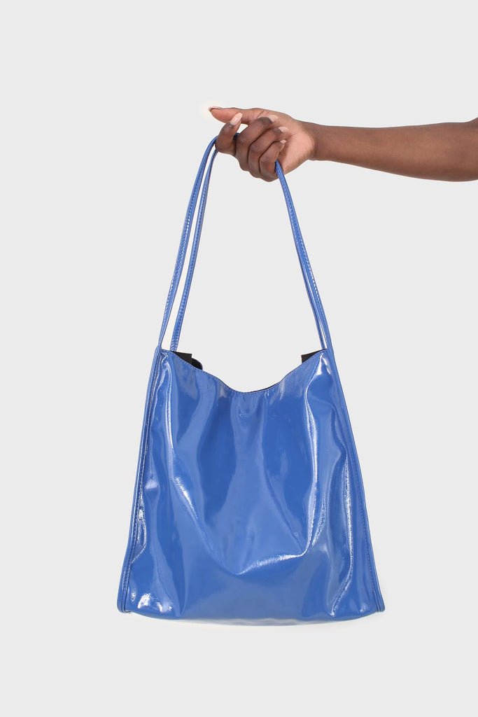 Bright blue high shine PVC tote bag_2