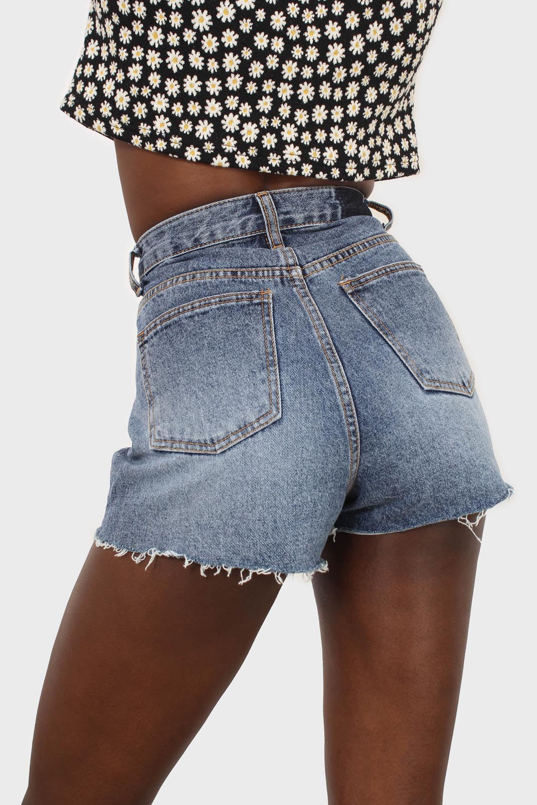 Mid blue denim ripped shorts_1