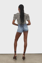 Mid blue denim ripped shorts_5