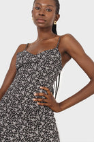Black floral spaghetti strap midi dress_8