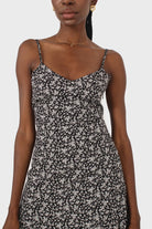 Black floral spaghetti strap midi dress_7