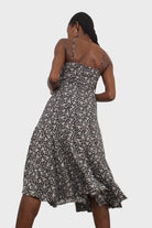 Black floral spaghetti strap midi dress_2