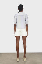 Blue striped oversized collar blouse_8