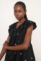 Black and white daisy ruffle dress_5