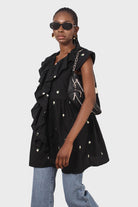 Black and white daisy ruffle dress_9