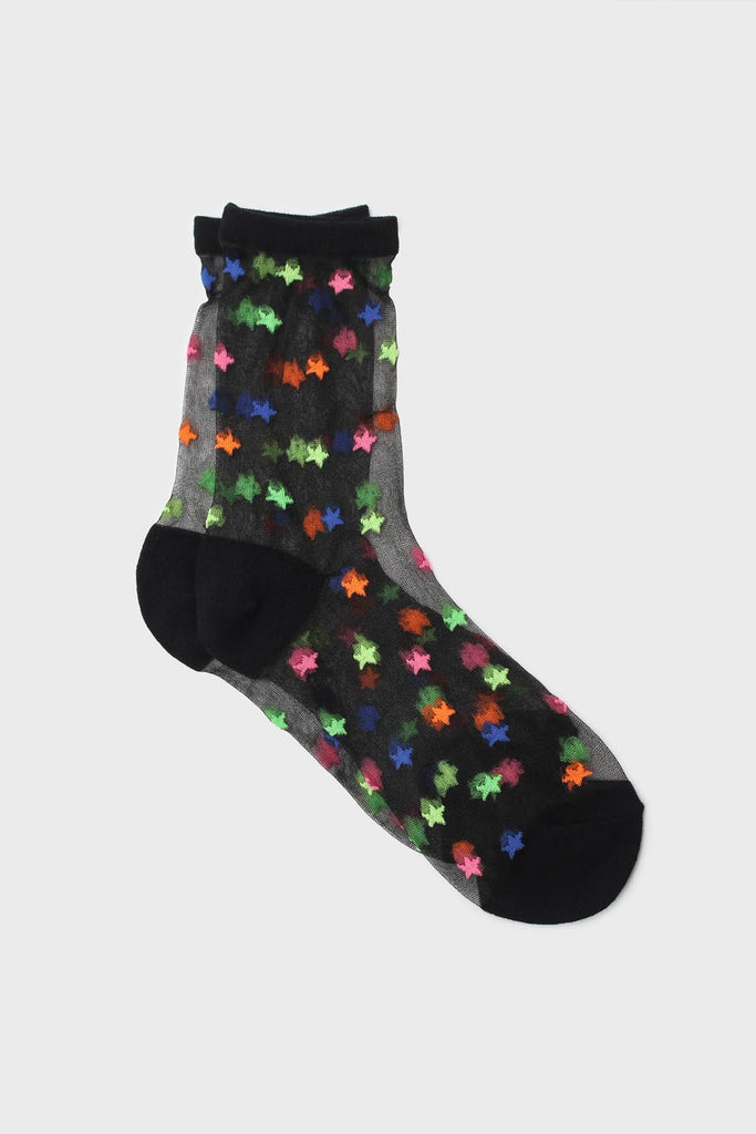 Black multicolour star sheer socks_1