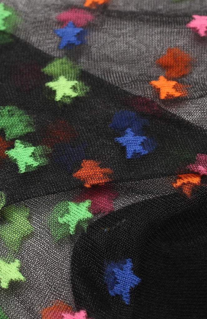 Black multicolour star sheer socks_2