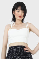 Ivory ruched back tie strap bustier_1