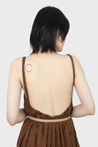 Brown gingham flared leg jumpsuit_7