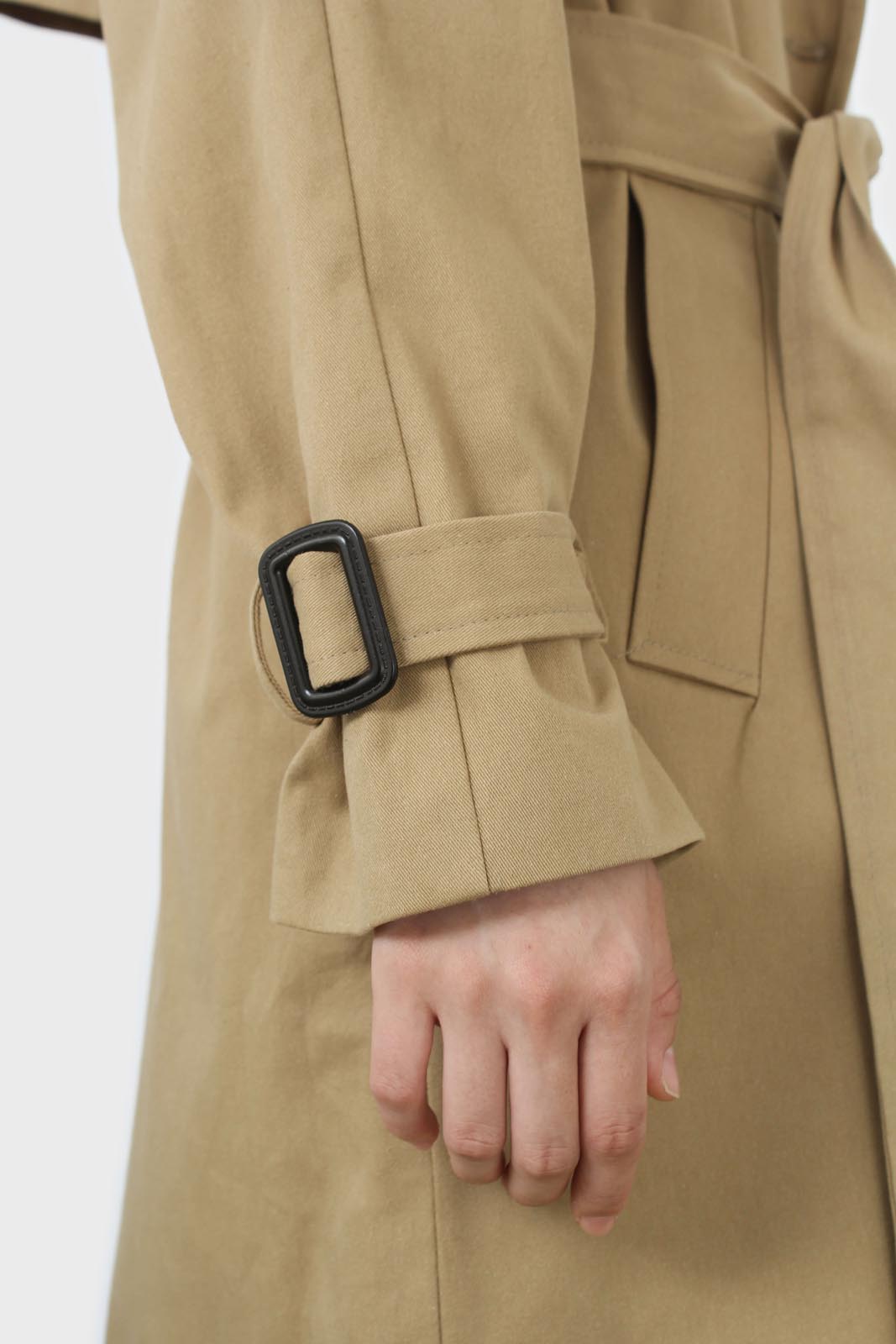 Dark beige single breasted buckle detail trench coat