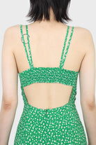 Green floral open back strappy midi dress_17