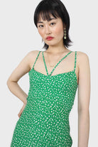 Green floral open back strappy midi dress_18
