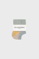 Green flecked color block ankle socks_4