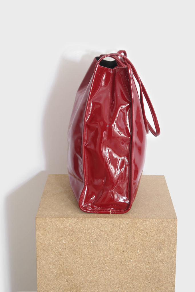 Burgundy high shine PVC tote bag_6