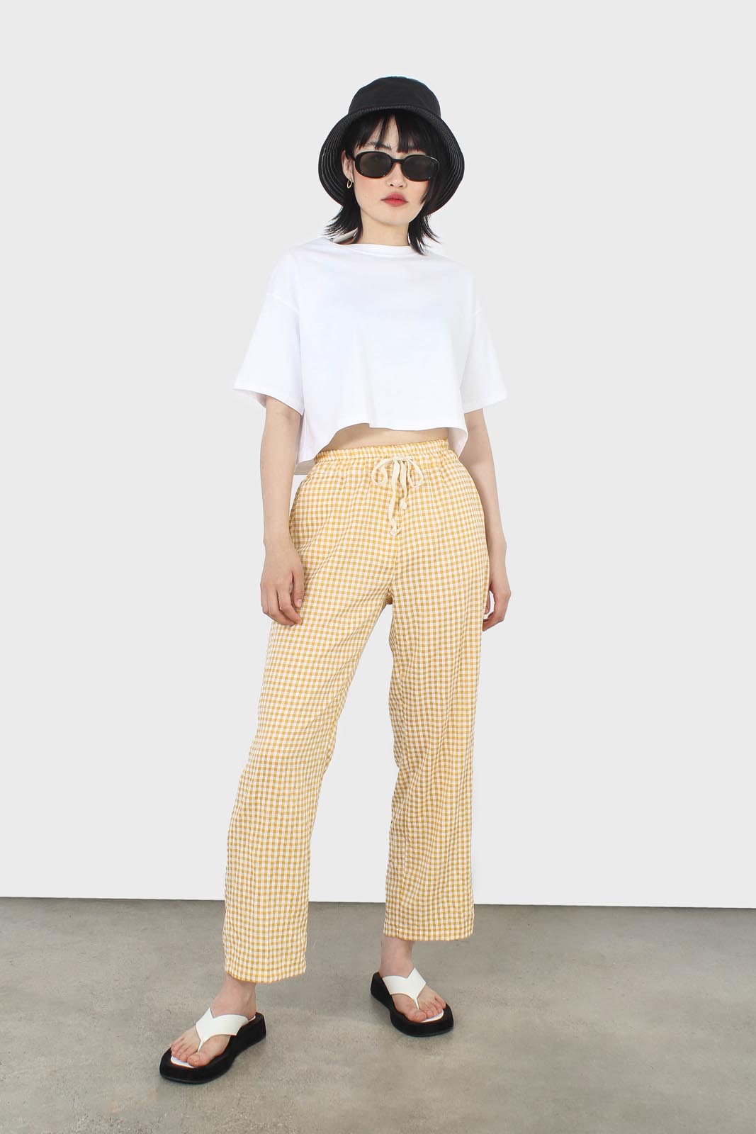 Mustard small gingham loose fit  trousers_2