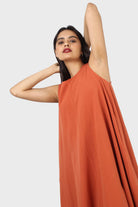 Rust orange tunic midi dress_5