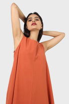 Rust orange tunic midi dress_12