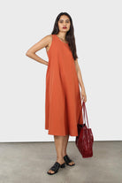 Rust orange tunic midi dress_3
