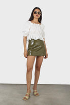 Ivory ruched puff sleeve cropped top_3