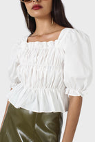 Ivory ruched puff sleeve cropped top_8