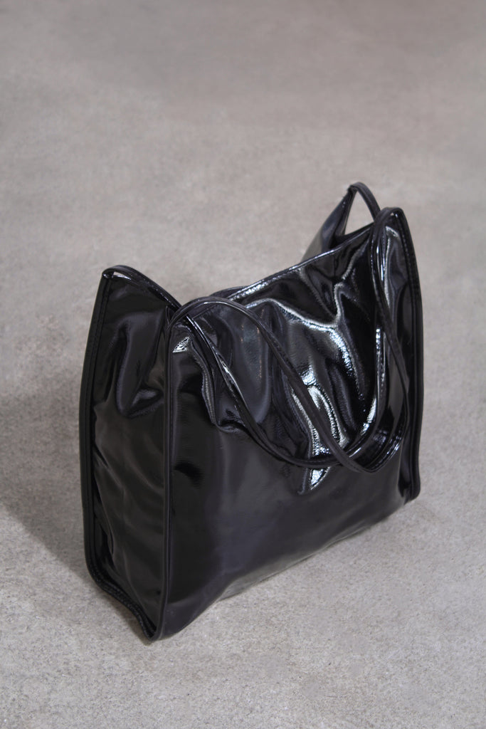Black high shine PVC tote bag_1