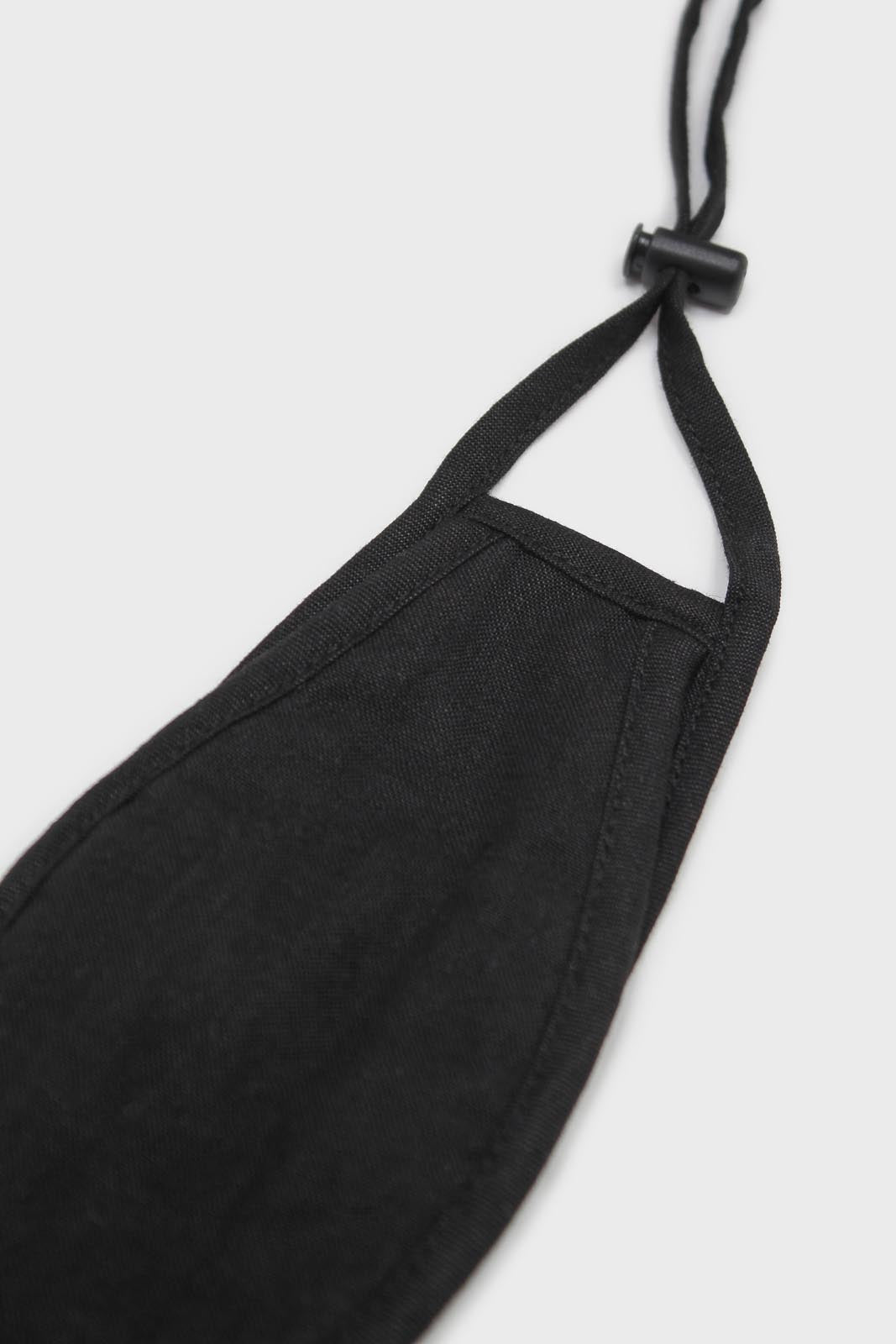 Black linen face mask_1