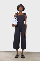 Navy open back tie strap jumpsuit_6