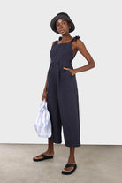Navy open back tie strap jumpsuit_1