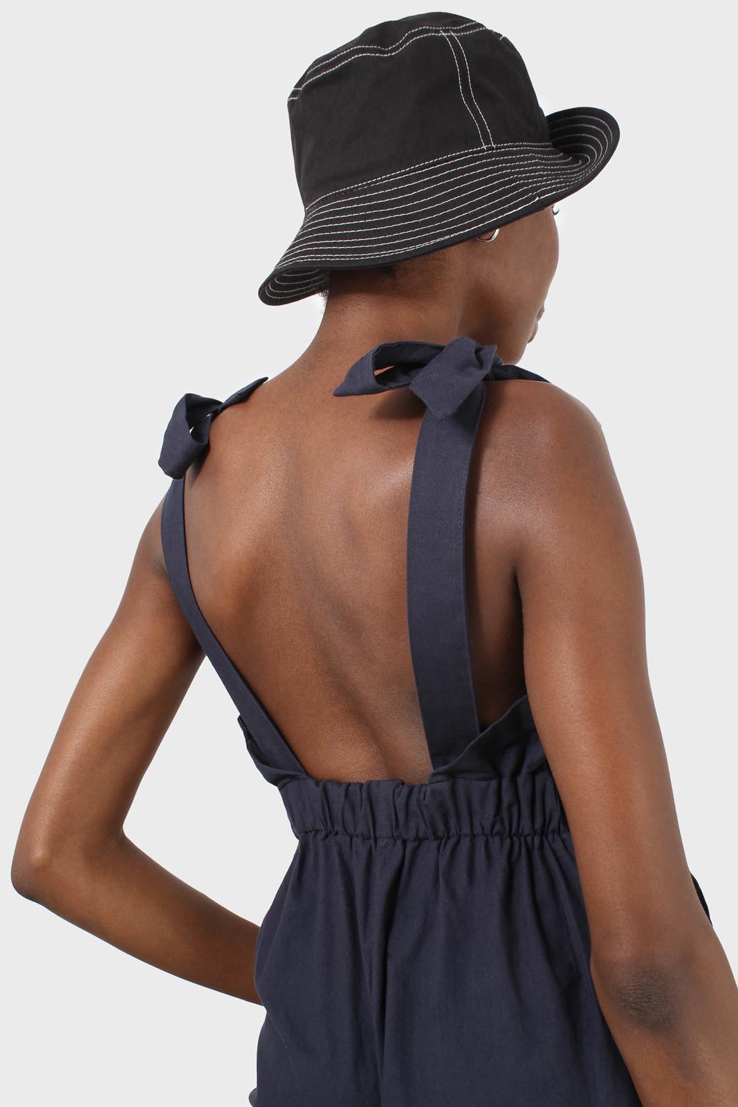 Navy open back tie strap jumpsuit_4
