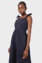 Navy open back tie strap jumpsuit_9