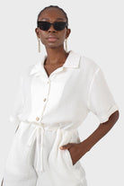 Ivory relaxed collar drawstring romper_9