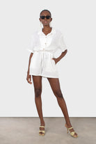 Ivory relaxed collar drawstring romper_1