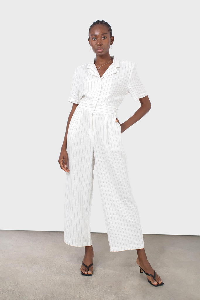Ivory pinstripe tailored jumpsuit_1