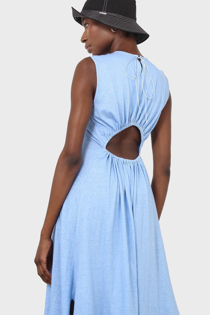 Baby blue peek back jersey dress_12