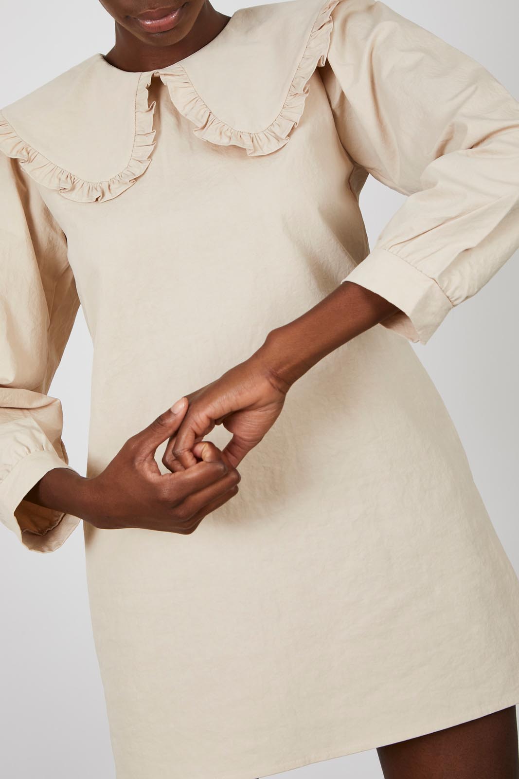 Light beige large collar mini dress_2