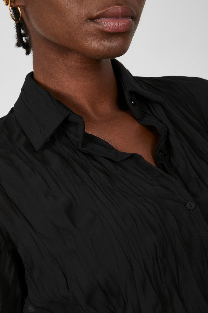 Black wrinkle button up blouse_3