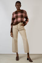 Pale pink and brown block plaid jumper_2