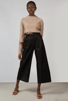 Washed black belted wide leg trousers_5