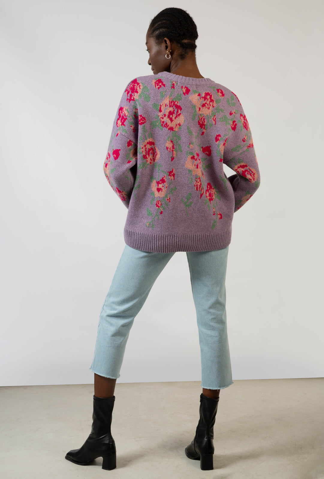 Purple floral intarsia wool blend jumper_6