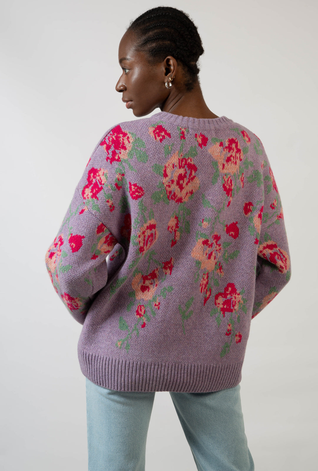Purple floral intarsia wool blend jumper_8