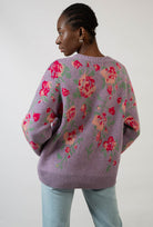 Purple floral intarsia wool blend jumper_8