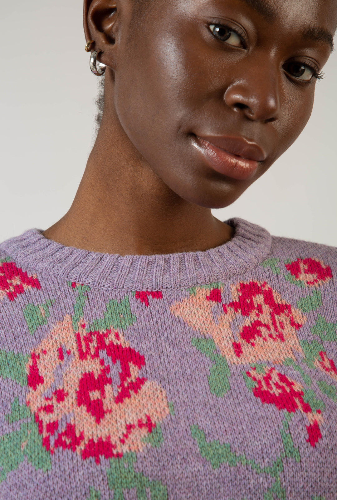 Purple floral intarsia wool blend jumper_2