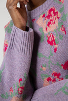 Purple floral intarsia wool blend jumper_3