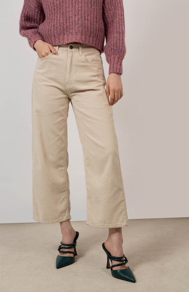 Ivory corduroy loose fit trousers - 229_1