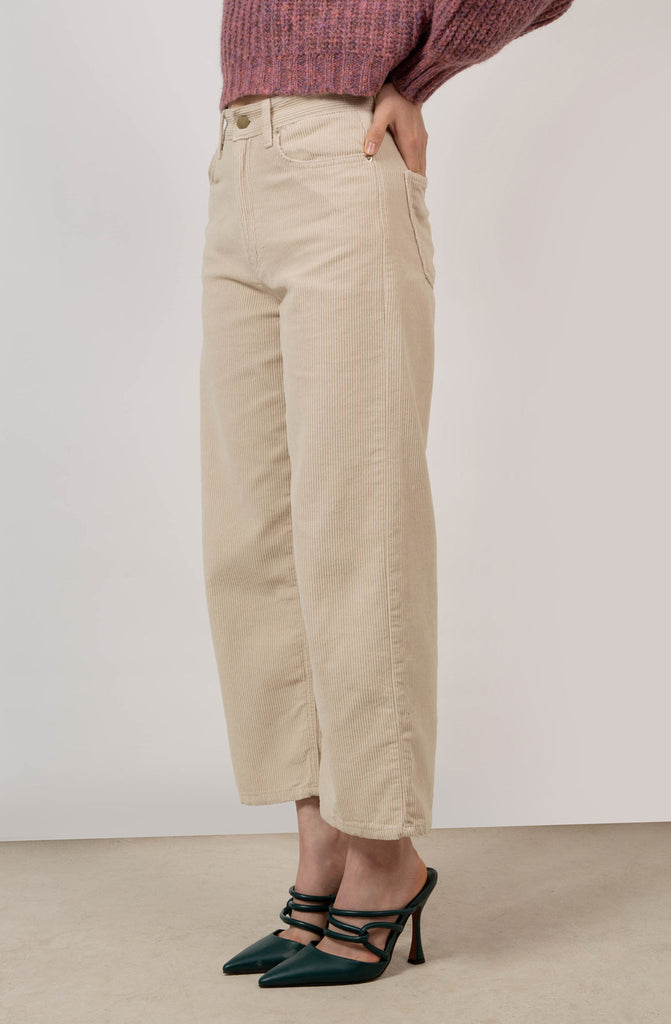 Ivory corduroy loose fit trousers - 229_2