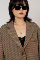 Brown and blue houndstooth single breasted blazer_8